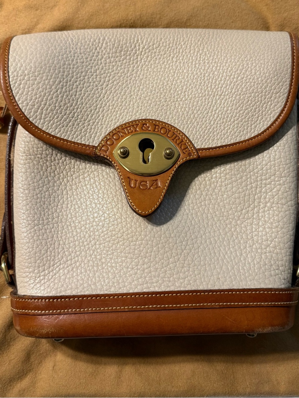 70s Vintage D&B Cream Pebbled Leather Cavalry Spectator with Brown Trim